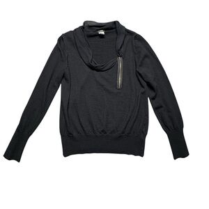 J.‎ Crew Merino Wool Sweater Womens XL Black Long Sleeve Pull Over Minimalist